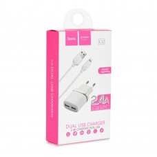 CARGADOR MOVIL 2.4A + CABLE  IPHONE BLANCO