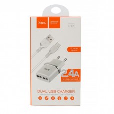 CARGADOR MOVIL 2.4A + CABLE USB-C BLANCO